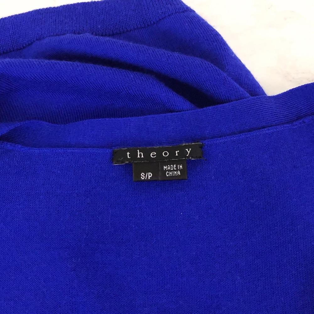 THEORY Fine Merino Wool Cardigan Cobalt Blue S - Picture 4 of 7